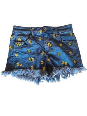 Altar'd State Smiley Face Blue Cut-off Jean Shorts Sz 27